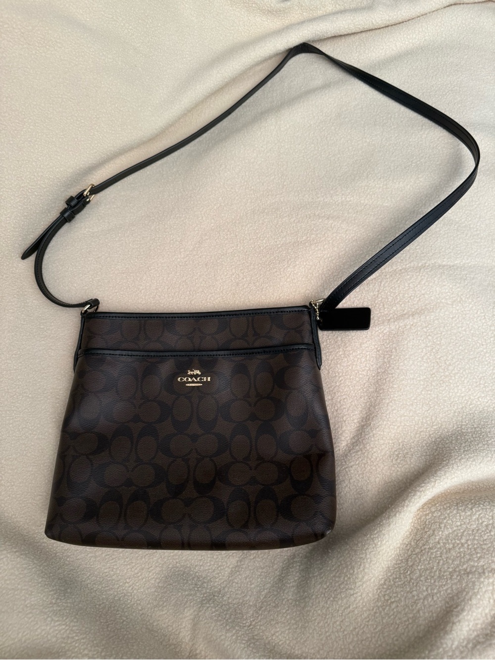 Coach Brown Signature Crossbody with Gold Logo